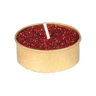 Set de 6 bougies chauffe plat, 4 cm, rouge pailleté