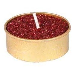 Set de 6 bougies chauffe plat, 4 cm, rouge pailleté
