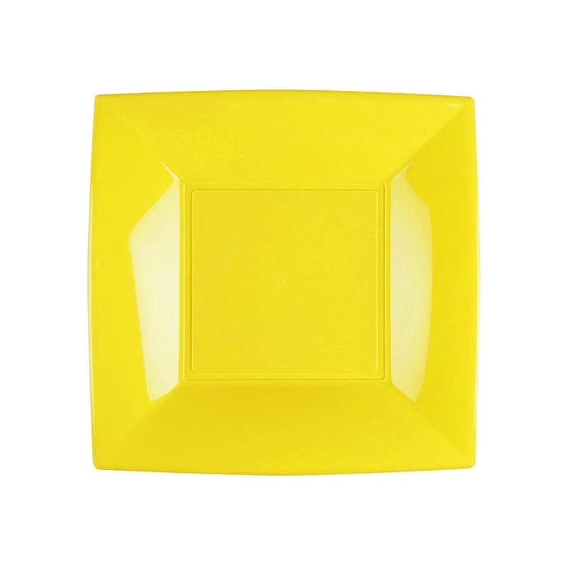 25 Assiettes plates Nice,  23 x 23 cm,  jaune 25 Assiettes plates Nice,  23 x 23 cm,  jaune