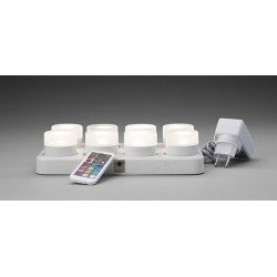 1 set complet de 8 Leds-mini, multicolore, avec chargeur et télécommande, 48 x 50 mm