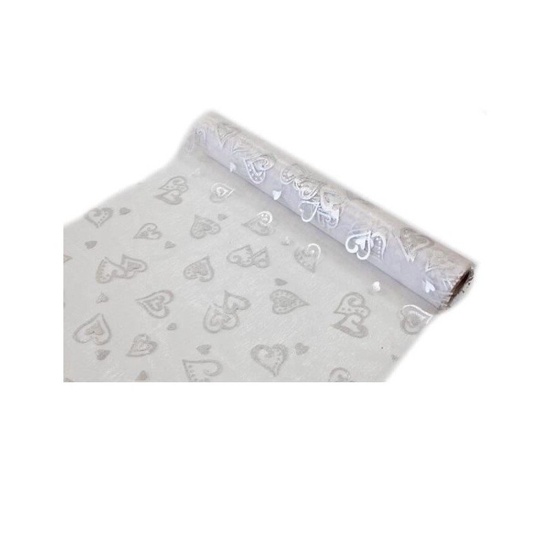 1 Rouleau organza cœurs 28 cm x 5 m