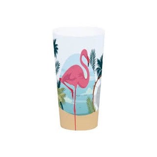 Gobelet PP imprimé Flamand rose, D 9.2cmx17cm 700ml