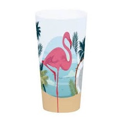 Tazza stampata in PP Flamingo rosa, D 9,2 cm x 17 cm 700 ml