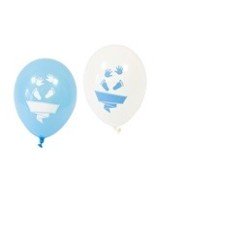8 Ballons imprimés pied et  main bleu, Ø 25 cm