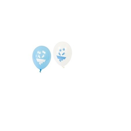 8 Ballons imprimés pied et  main bleu, Ø 25 cm
