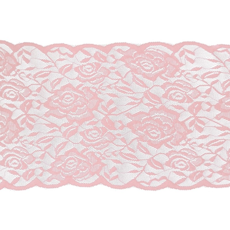 Chemin de table dentelle rose, 17cm x 5m, rose quartz Chemin de table dentelle rose, 17cm x 5m, rose quartz