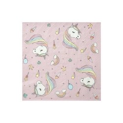 20 Serviettes Licorne, 16,5 x 16,5cm