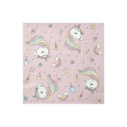 20 Serviettes Licorne, 16,5 x 16,5cm