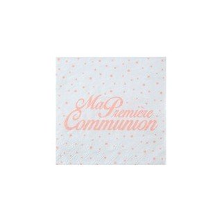 20 Serviettes " Ma première Communion, 16,5 x 16,5 cm, 3plis,Corail