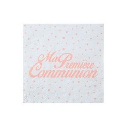20 Serviettes " Ma première Communion, 16,5 x 16,5 cm, 3plis,Corail