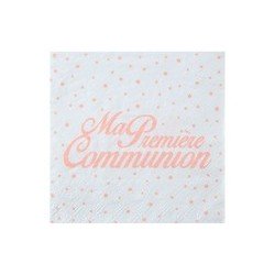 20 Handtücher "Ma première Communion, 16,5 x 16,5 cm, 3Plis, Koralle