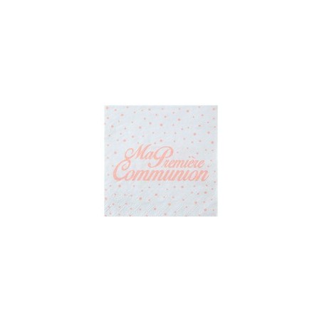 20 Serviettes " Ma première Communion, 16,5 x 16,5 cm, 3plis,Corail