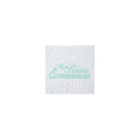 20 tovaglioli "Ma première communion", 16,5 x 16,5 cm, 3plis, menta