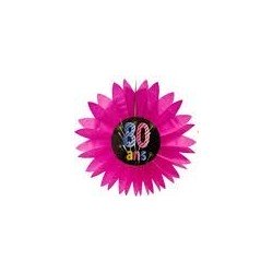 1 Eventail en papier 80 ans "chic", diamètre 50 cm