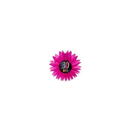 1 Eventail en papier 80 ans "chic", diamètre 50 cm