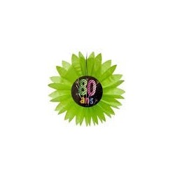 1 Eventail en papier 80 ans "chic", diamètre 50 cm