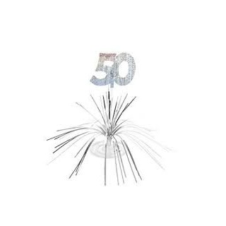 Centre de table " 50 ans", palmier argenté