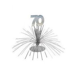 Centre de table " 70 ans", palmier argenté