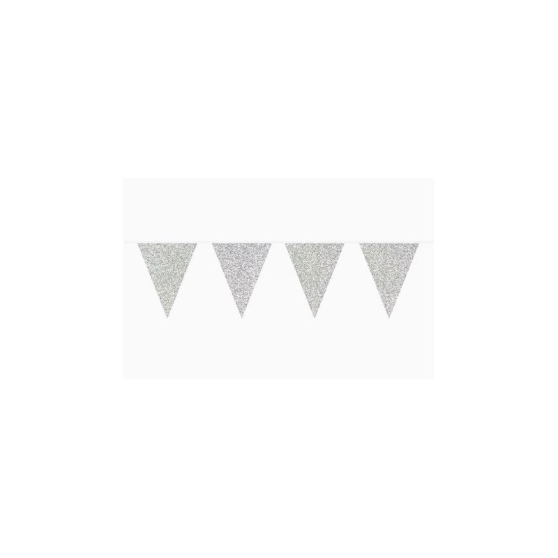 Catena di 10 gagliardetti d'argento spangled, 6m. Catena di 10 gagliardetti d'argento spangled, 6m.