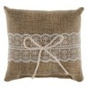 1 Coussin naturel dentelle 12 x 12 cm, jute & cordon