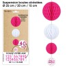 Suspensions 3 boules tous les âges, fuchsia & blanc Suspensions 3 boules tous les âges, fuchsia & blanc