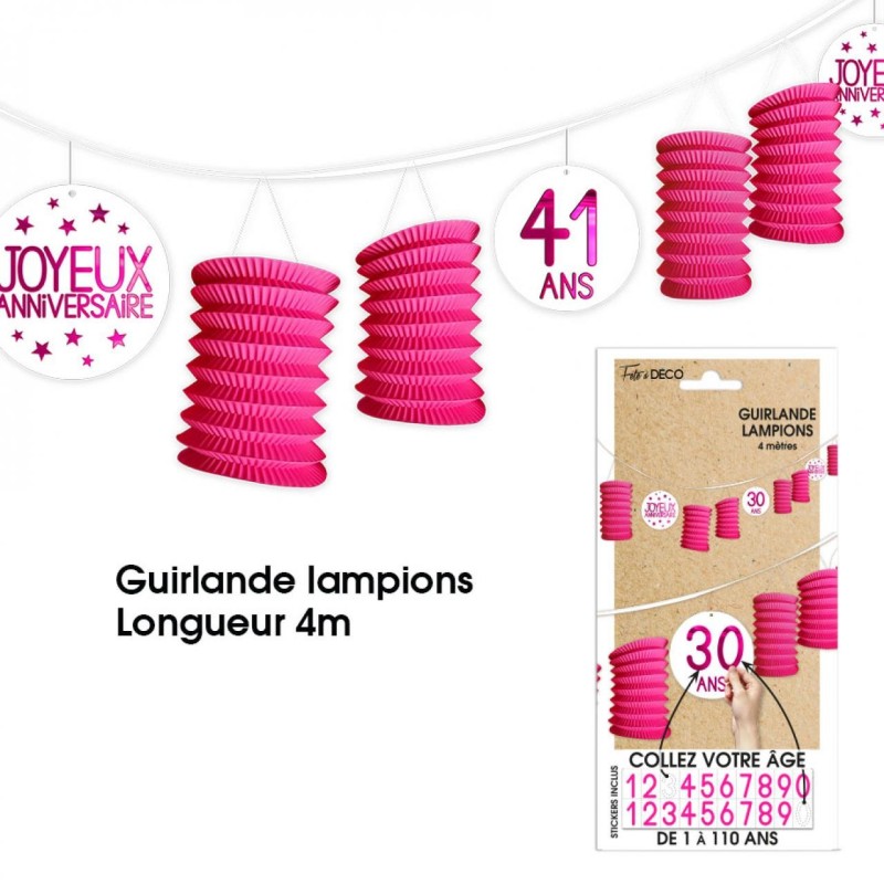 Lanterne ghirlanda di tutte le età, 4 m, fucsia Lanterne ghirlanda di tutte le età, 4 m, fucsia
