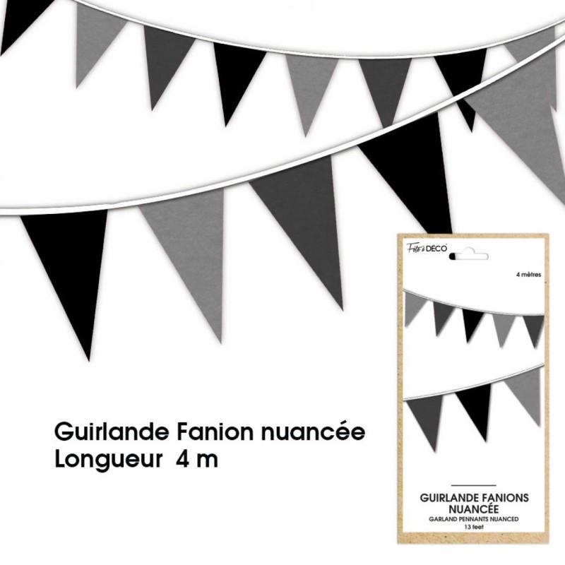Guirlande Fanion nuancée, 4m, noire Guirlande Fanion nuancée, 4m, noire