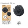 2 Suspensions Fleurs de soie tous âges, noires