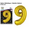 1 Ballon métallique, or Chiffre 9 1 Ballon métallique, or Chiffre 9