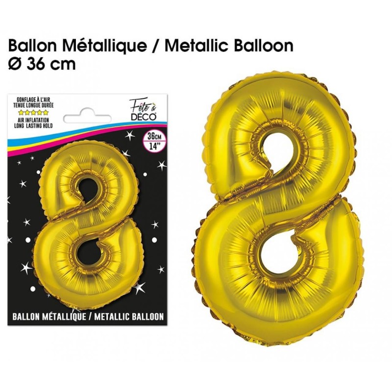 1 pallone di metallo, numero 8 oro  1 pallone di metallo, numero 8 oro