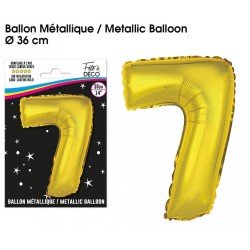 Gold Metallic Ballon Ziffer 7, 36cm