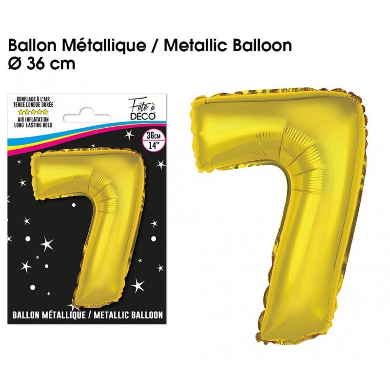 Gold Metallic Ballon Ziffer 7, 36cm Gold Metallic Ballon Ziffer 7, 36cm