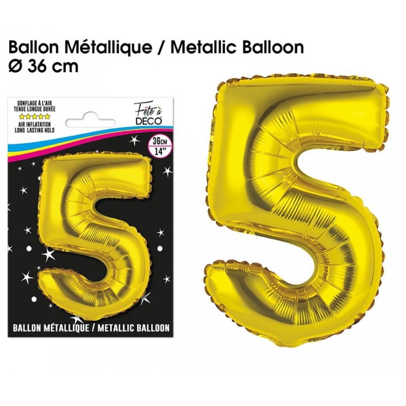 1 Ballon métallique, or Chiffre 5 1 Ballon métallique, or Chiffre 5