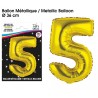 1 Ballon métallique, or Chiffre 5 1 Ballon métallique, or Chiffre 5