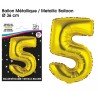 1 Ballon métallique, or Chiffre 5