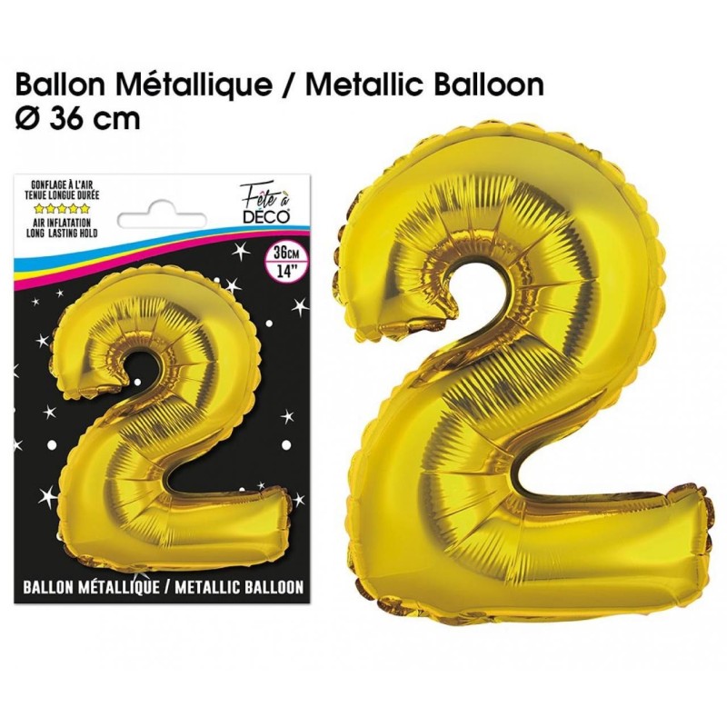1 Ballon métallique, or Chiffre 2 1 Ballon métallique, or Chiffre 2