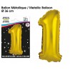 1 Ballon métallique, or Chiffre 1 1 Ballon métallique, or Chiffre 1