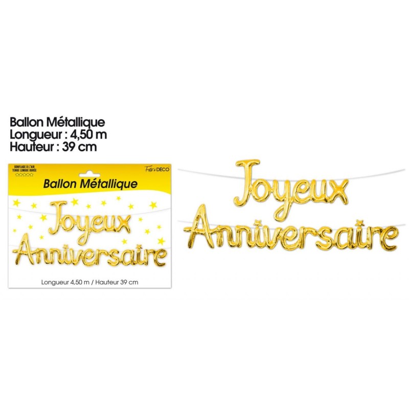 Palloncino di metallo "Joyeux Anniversaire, oro Palloncino di metallo "Joyeux Anniversaire, oro