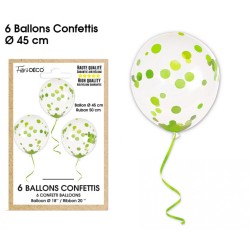 Sachet de 6 ballons confettis, vert