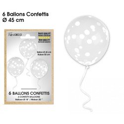 Sacchetto di 6 palloncini coriandoli, bianco