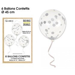 Sachet de 6 ballons confettis, argent