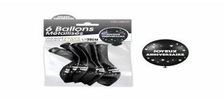Bustina Palloncino Metallizzato Joyeux Anniversaire, nero