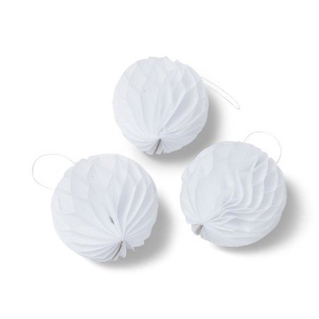 10 palline a nido d'ape, bianco, Ø 6 cm