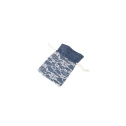 4 Bourses en jean foncé dentelle, 8x10cm