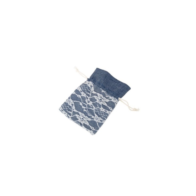 4 Bourses en jean foncé dentelle, 8x10cm 4 Bourses en jean foncé dentelle, 8x10cm