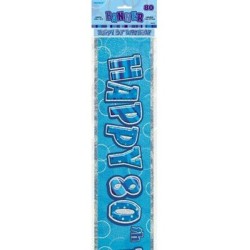 Bannière anniversaire bleu brillante, 3.6 mètres - "Happy 80"