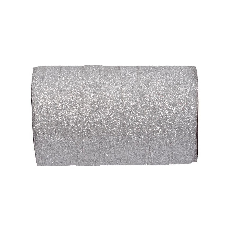 Bolduc pailletté argent, 50m x 10mm Bolduc pailletté argent, 50m x 10mm