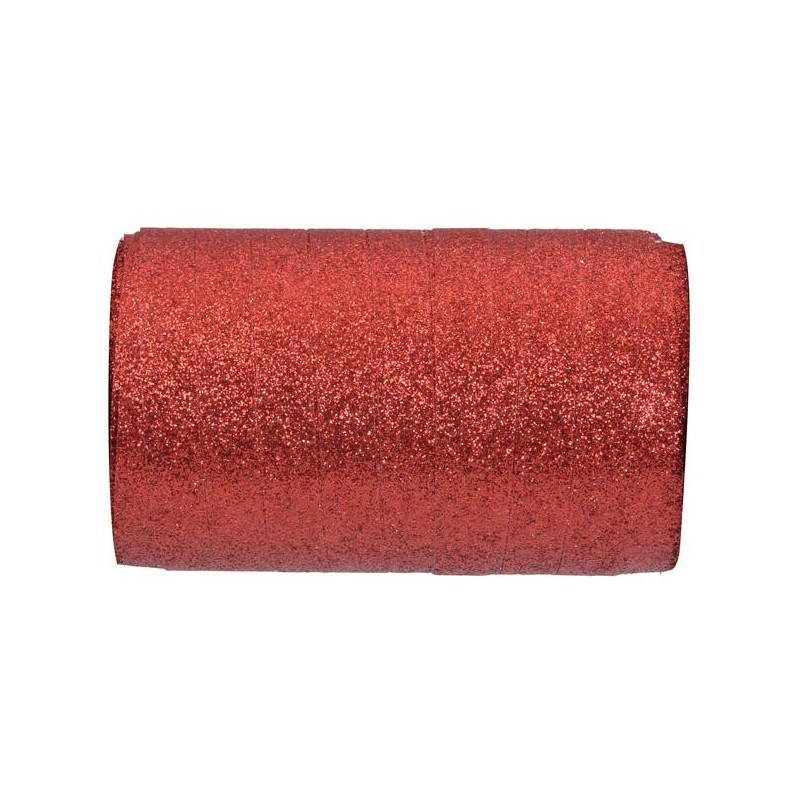 Bolduc pailletté rouge, 50m x 10mm Bolduc pailletté rouge, 50m x 10mm