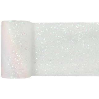 Runner glitterato, 13 cm x 5 m, iridescente