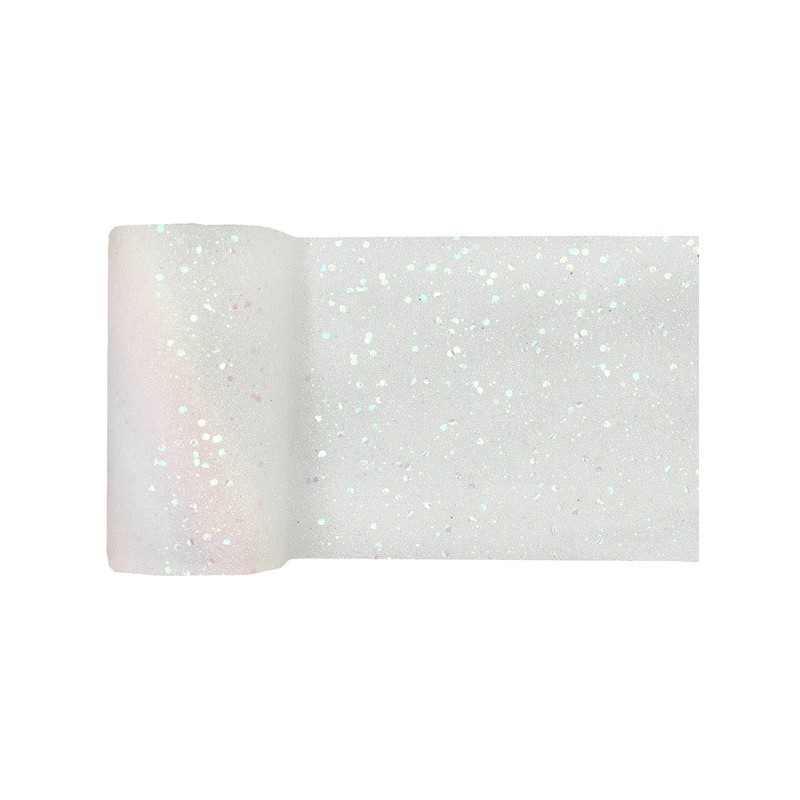 Chemin de table Paillettes, 13cm x 5m, irisé Chemin de table Paillettes, 13cm x 5m, irisé